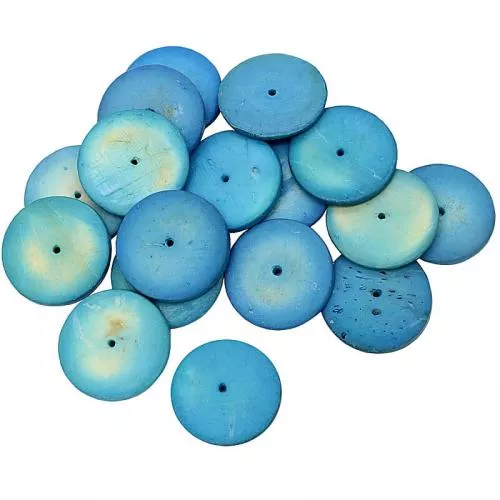 Kokosnussperlen türkis-blau (Ø: 20 mm), 20 Perlen