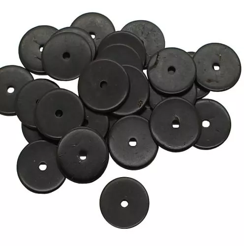 Kokosnussperlen schwarz (Ø: 12 x 1 mm), 50 Perlen
