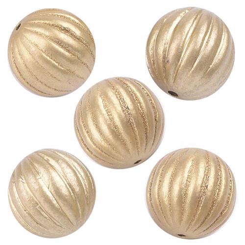 Acrylperlen rund gerillt gold-satiniert (Ø: 16mm), 10 Stück