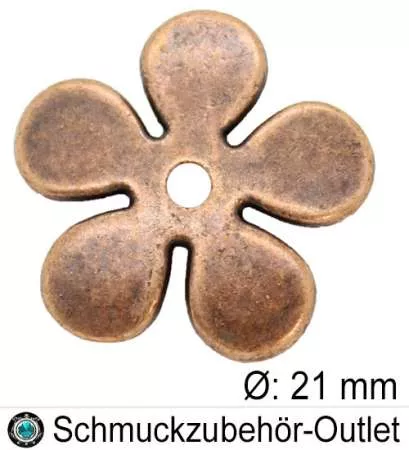 Perlenkappen nickelfrei kupferfarben (Ø: 21 x 2.5 mm), 2 Stück