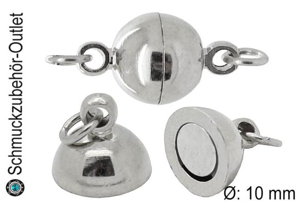 Magnetverschlüsse rund rhodiniert (Ø: 10 mm), 1 Stück