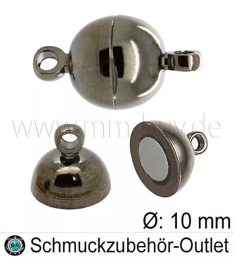 Magnetverschlüsse, rund, schwarz-oxidiert, Ø: 10 mm, 1 Stück