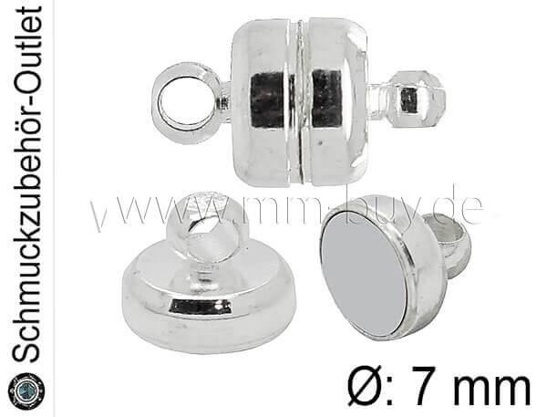 Magnetverschlüsse, nickelfrei, silberfarben, Ø: 7 mm, 1 Stück