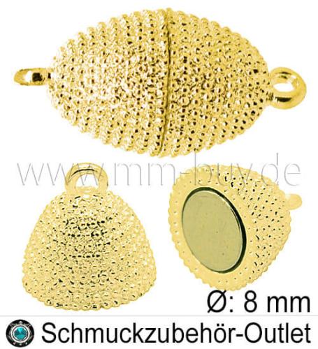Magnetverschluss, oval, goldfarben, Ø: 8 mm, 1 Stück