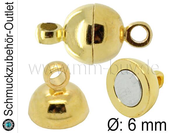 Magnetverschluss, rund, goldfarben, Ø: 6 mm, 1 Stück