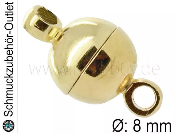 Magnetverschluss, rund, goldfarben, Ø: 8 mm, 1 Stück