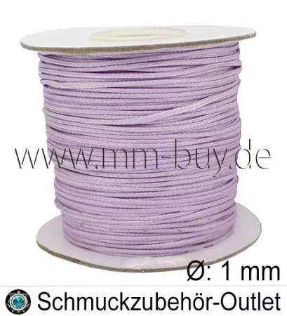 Knüpfgarn, Polyester-gewachst, Flieder, Ø: 1 mm, Meterware