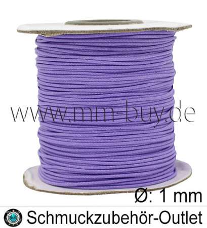 Knüpfgarn, Polyester-gewachst, lila, Ø: 1 mm, Meterware