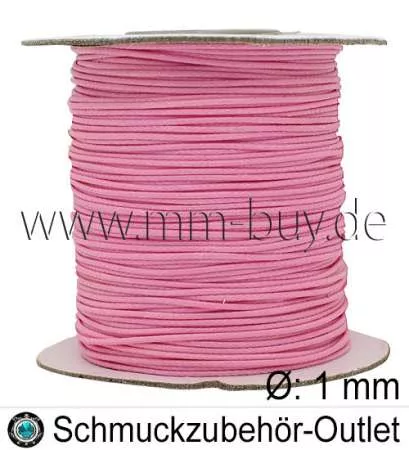 Knüpfgarn, Polyester-gewachst, rosa, Ø: 1 mm, Meterware
