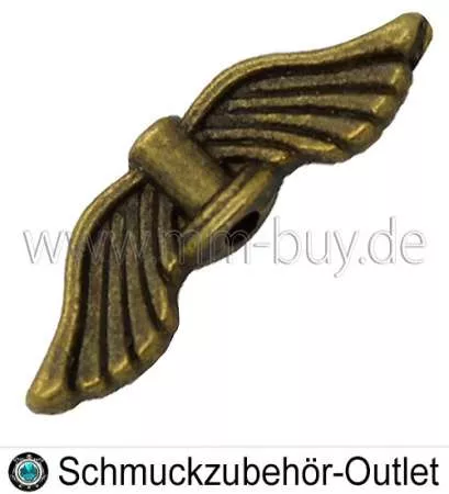 Zwischenperlen, Flügel, bronzefarben, 6,5x20 mm, 1 Stück