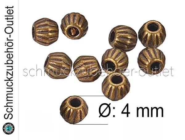 Metallperlen nickelfrei antik Bronze Ø: 4 mm, 20 Stück
