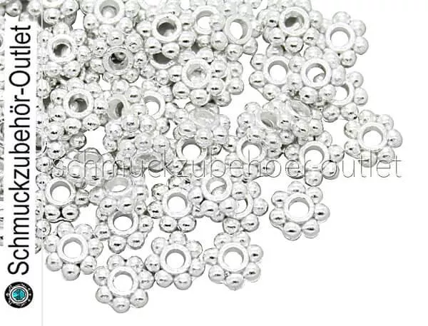 Metallperlen - Zwischenperlen silber (ca. Ø: 4 mm), 100 Stück