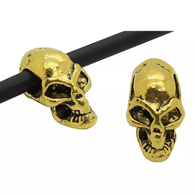 Großlochperlen Schädel goldfarben (Fädelloch: 3 mm)