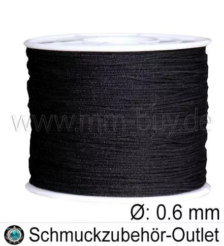 Nylonband, schwarz, Ø: ca. 0.6 mm, Meterware
