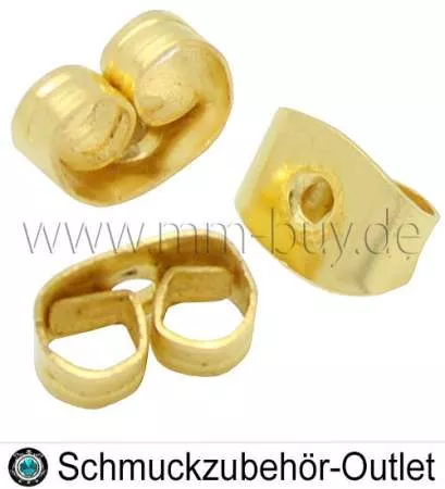 Ohrring Stopper nickelfrei goldfarben (6 x 3,5 mm, Loch: 0,8 mm), 20 Stück