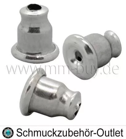 Edelstahl Ohrring Stopper (6x5 mm, Loch: 0.8 mm), 10 Stück