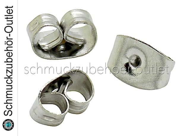 Edelstahl Ohrring Stopper (6 x 4 mm, Loch: 0,7 mm), 20 Stück
