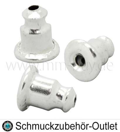 Ohrring Stopper nickelfrei silberfarben (6x3.5 mm, Loch: 0.8 mm), 20 Stück