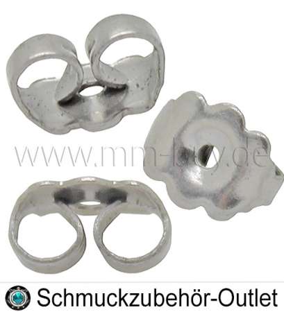 Edelstahl Ohrring Stopper (6.5x5 mm, Loch: 0.8 mm), 10 Stück