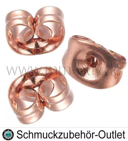 Edelstahl Ohrring Stopper roségold (6x4.5 mm, Loch: 0.8 mm), 10 Stück