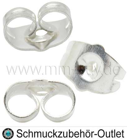 Ohrring Stopper nickelfrei silberfarben (5x7 mm, Loch: 0.8 mm), 20 Stück