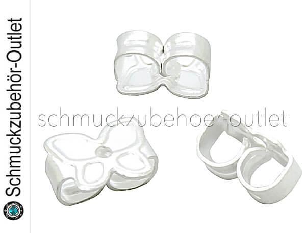 Ohrring Stopper nickelfrei silberfarben (6,5 × 5 mm, Loch: 0,6 mm), 10 Stück