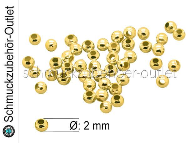 Metallperlen nickelfrei goldfarben Ø: 2 mm, 200 Stück