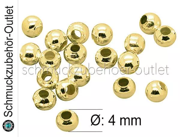 Metallperlen nickelfrei goldfarben Ø: 4 mm, 50 Stück