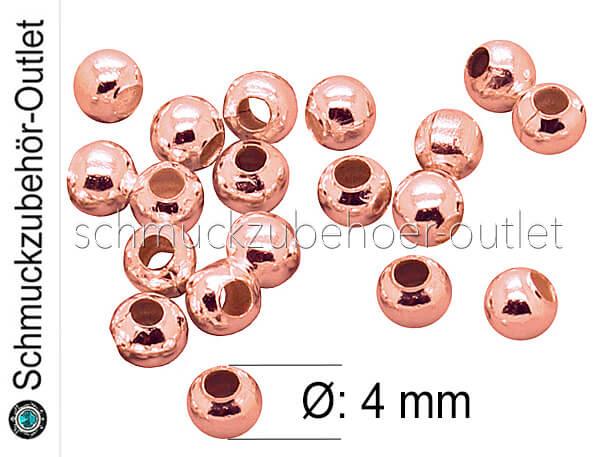 Metallperlen nickelfrei rosegold Ø: 4 mm, 50 Stück