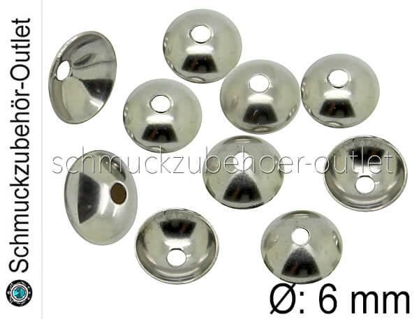 Edelstahl Perlenkappen (Ø: 6 mm), 10 Stück