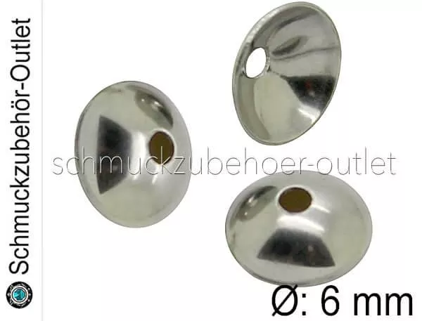 Edelstahl Perlenkappen (Ø: 6 mm), 10 Stück