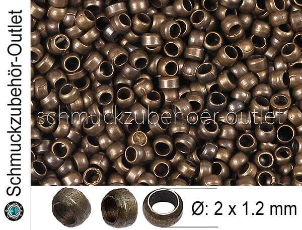Quetschperlen bronzefarben nickelfrei Ø: 2x1.2 mm, 250 Stück