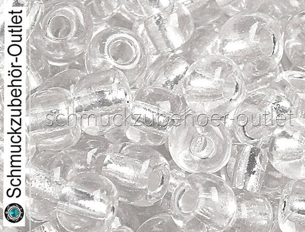 Rocailles transparent mit Silbereinzug (4 mm - 6/0), 25 g