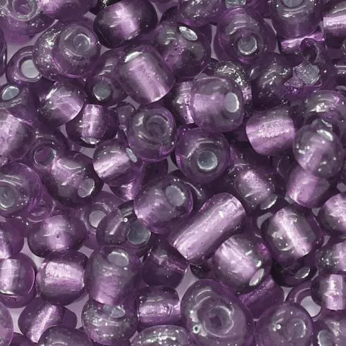 Rocailles amethyst mit Silbereinzug (4 mm - 6/0), 25 g
