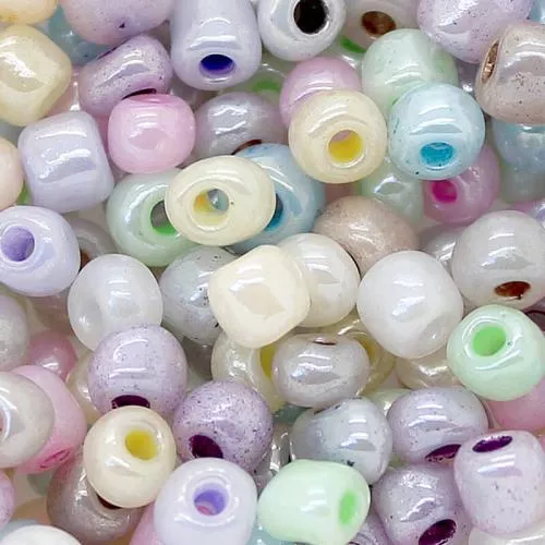 Rocailles pastell bunt "lila" opak-poliert (4 mm - 6/0), 25 g