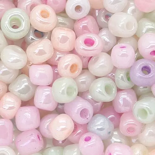 Rocailles pastell bunt "rosa" opak-poliert (4 mm - 6/0), 25 g