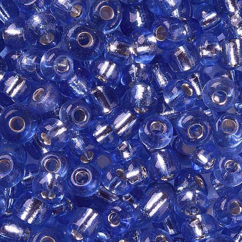 Rocailles königsblau transparent mit Silbereinzug (4 mm - 6/0), 25 g