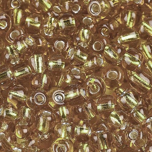 Rocailles gold transparent mit Silbereinzug (4 mm - 6/0), 25 g