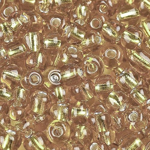 Rocailles hellgold transparent mit Silbereinzug (4 mm - 6/0), 25 g