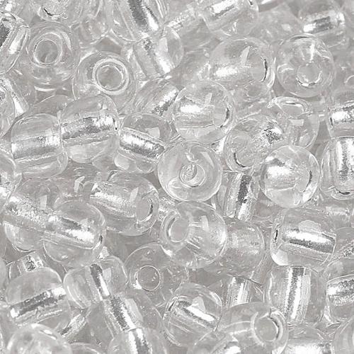 Rocailles transparent mit Silbereinzug (4 mm - 6/0), 25 g