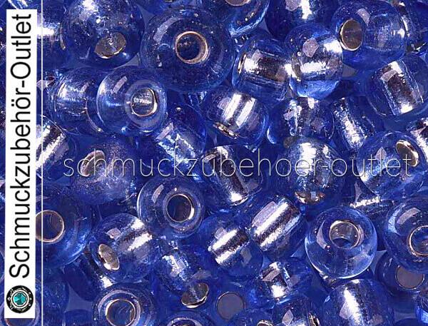Rocailles königsblau transparent mit Silbereinzug (4 mm - 6/0), 25 g