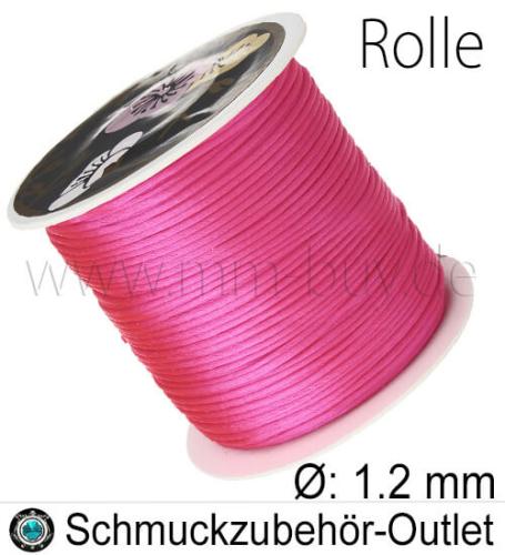 Satinband, rosa-pink, Ø: 1.2 mm, 60 Meter (Spule)