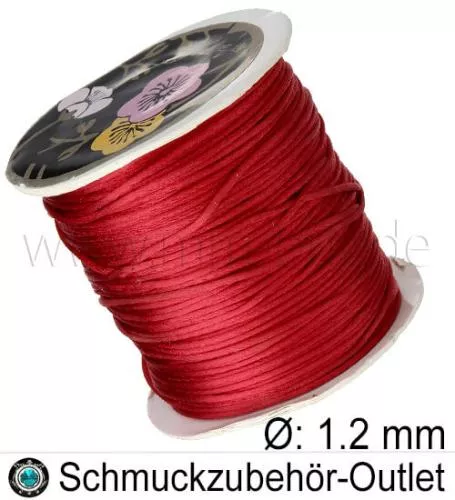 Satinband, rot, Ø: 1.2 mm, Meterware