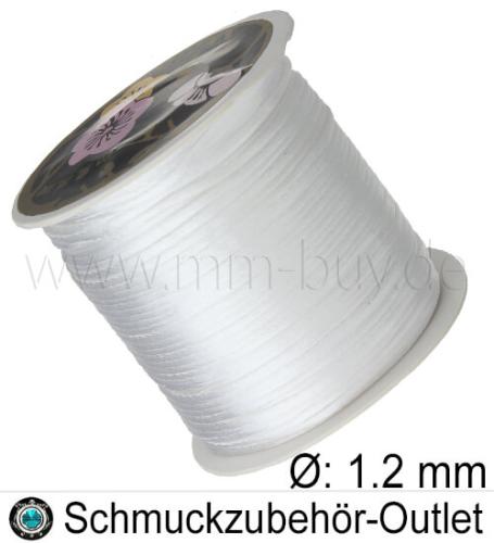 Satinband, weiß, Ø: 1.2 mm, Meterware