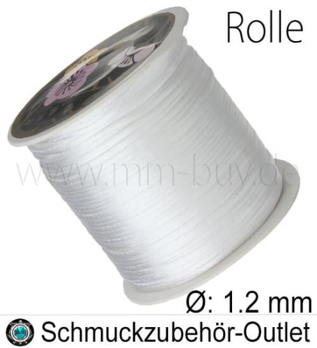 Satinband, weiß, Ø: 1.2 mm, 60 Meter (Spule)