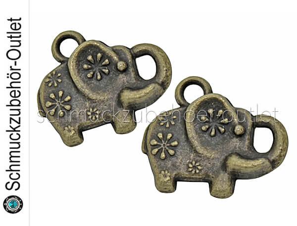 Schmuckanhänger Elefant bronzefarben nickelfrei (13 x 15,5 mm), 1 Stück