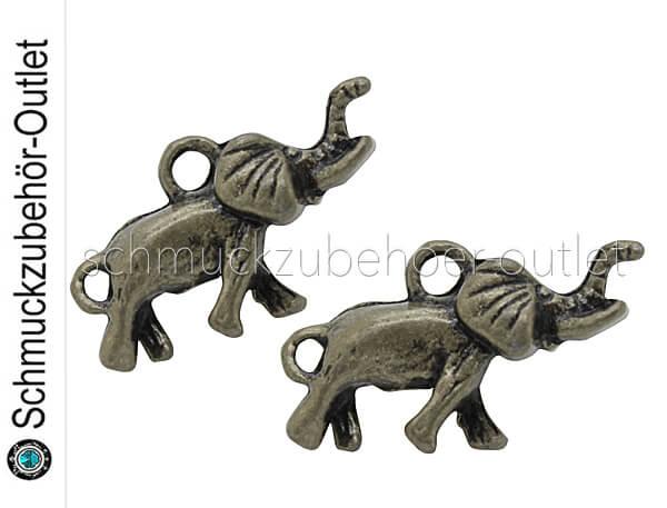 Schmuckanhänger Elefant bronzefarben nickelfrei (13,5 x 24 mm), 1 Stück