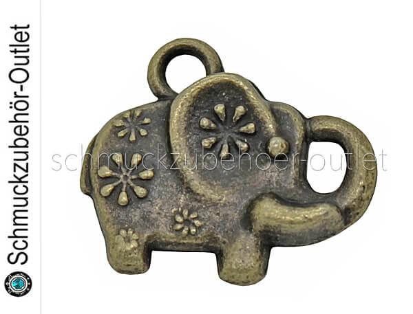 Schmuckanhänger Elefant bronzefarben nickelfrei (13 x 15,5 mm), 1 Stück