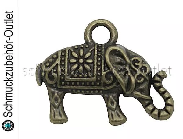 Schmuckanhänger Elefant bronzefarben nickelfrei (13 x 17 mm), 1 Stück