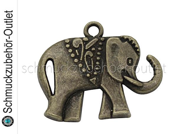 Schmuckanhänger Elefant bronzefarben nickelfrei (21 x 25 mm), 1 Stück
